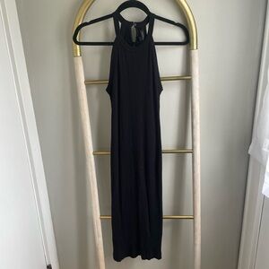 BANANA REPUBLIC black midi halter dress